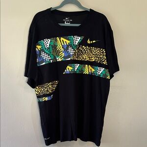 Nike Men's Black Tee with Vibrant Graphic